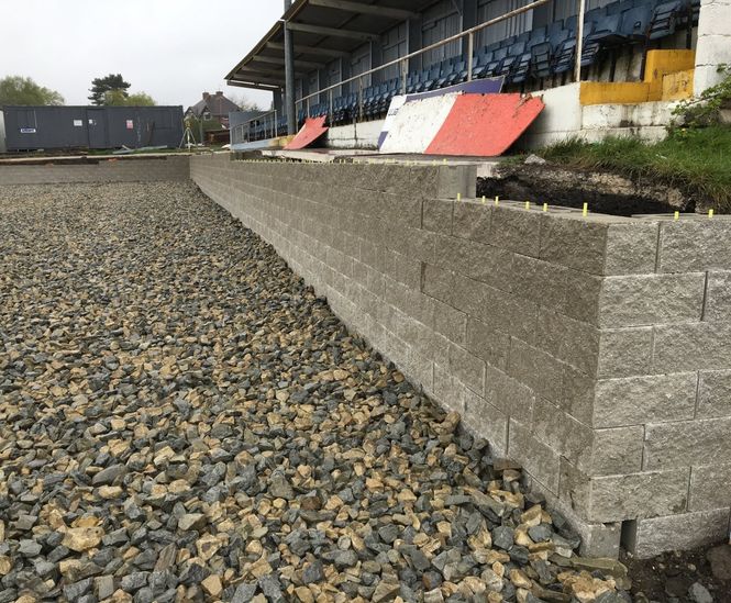 Keystone retaining wall at Whitebank Stadium