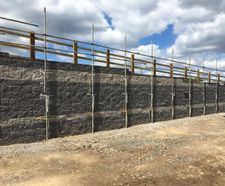 Keystone retaining wall system used for airport road