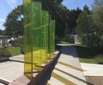 Glass and steel light sculptures for science garden