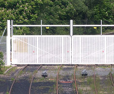 Large automatic hinged swing gates for power station