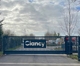 Branded high-security cantilevered sliding gate for Clancy HQ entrance - on this page