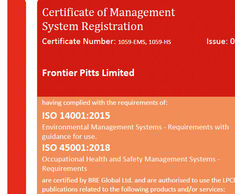 Frontier Pitts achieve Integrated Management System