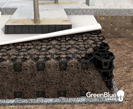 StrataCell - recycled plastic soil cell for tree root pavement support