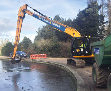 Desilting and removal of vegetation from ornamental lake