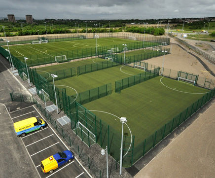 MUGA fencing with goal recesses and gates