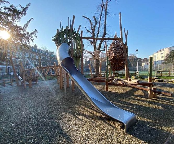 Natural playground equipment for Kilburn Grange, Camden