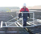 Valley-Walk mobile safety cage for gutter maintenance