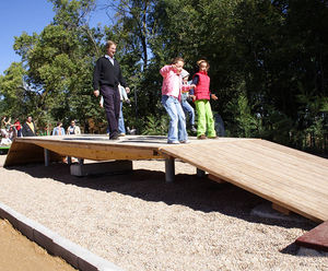 Big See-saw Platform - large timber playground see-saw for group play