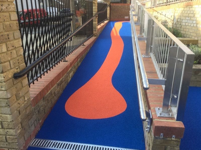 Decorative and safe rubber pathway for charity entrance | Images
