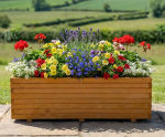 Pine Raised Wooden Trough Planter - outdoor timber garden planter
