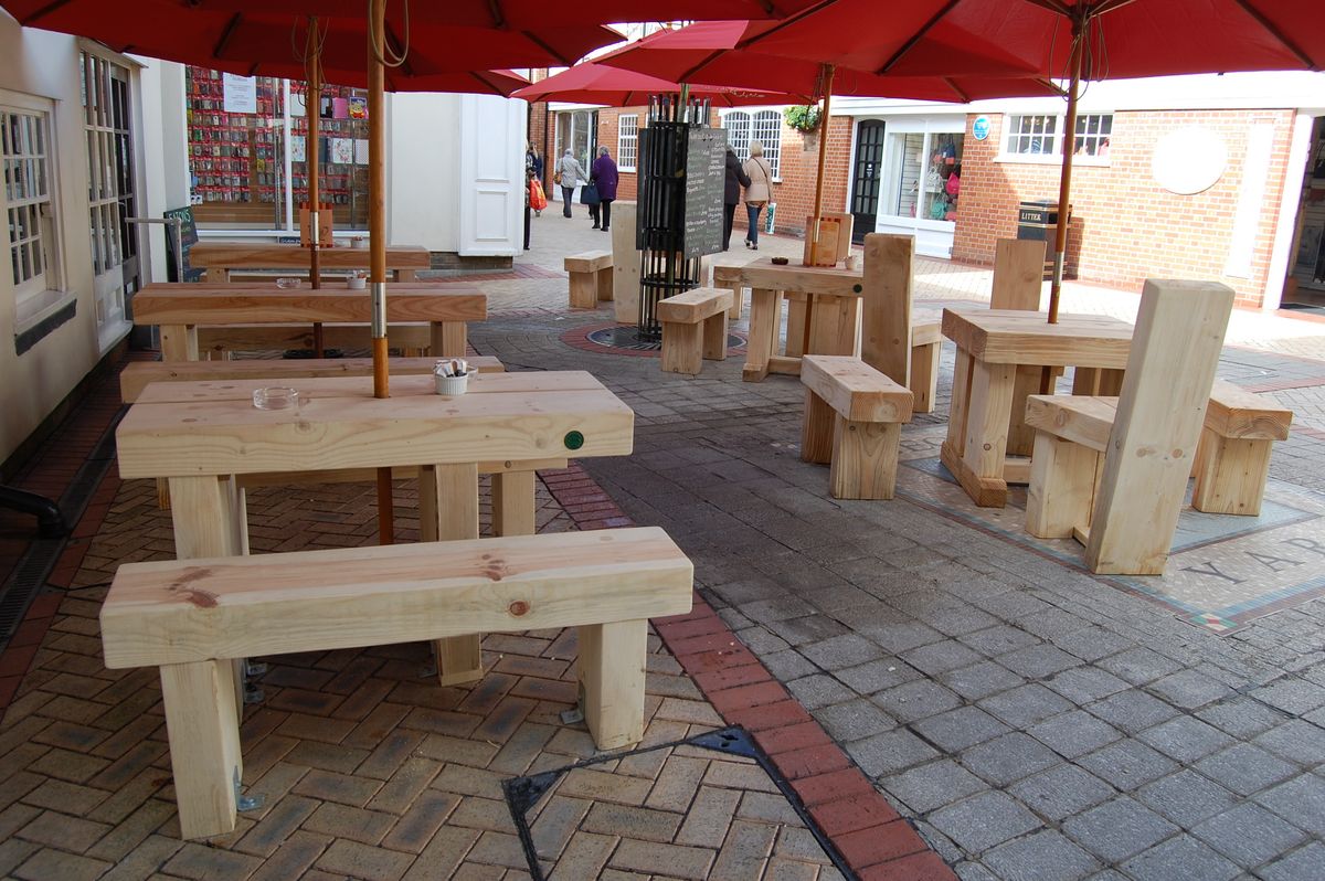 Bespoke outdoor furniture for Eatons Cafe, Braintree Branson Leisure