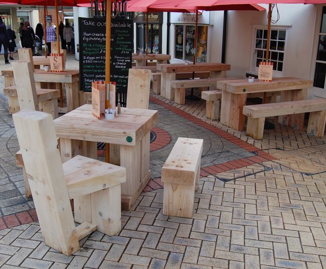 Bespoke outdoor furniture for Eatons Cafe, Braintree