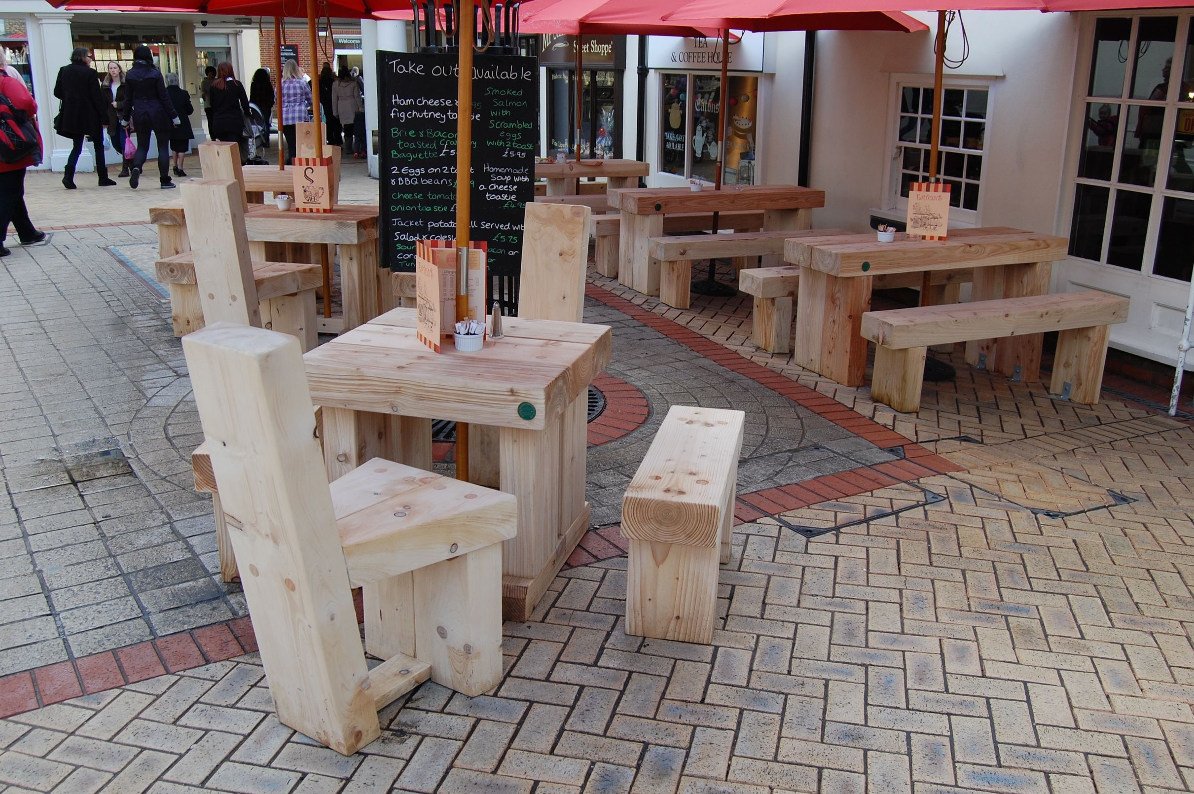 Bespoke outdoor furniture for Eatons Cafe, Braintree Branson Leisure
