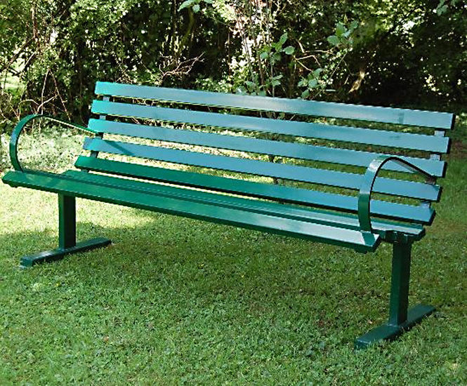 Greensted Bench - steel outdoor seating for parks and public spaces