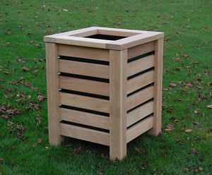 Hastingwood - open top iroko hardwood outdoor litter bin