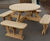 Round iroko 8-seater picnic table and benches 2