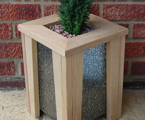 Hardwood and stainless steel planters
