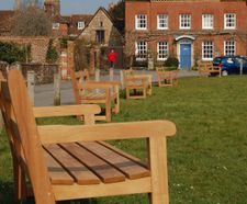 Vandal-resistant iroko park benches, Salisbury Cathedral
