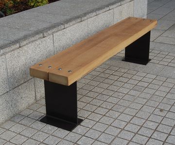 Jesmond - contemporary hardwood and steel outdoor bench for public use