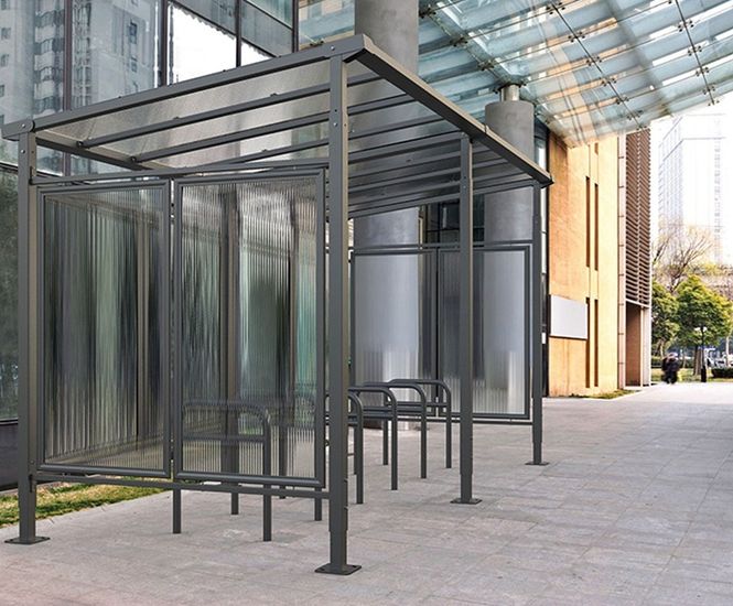 Milan Cycle Shelter - steel and polycarbonate bike storage