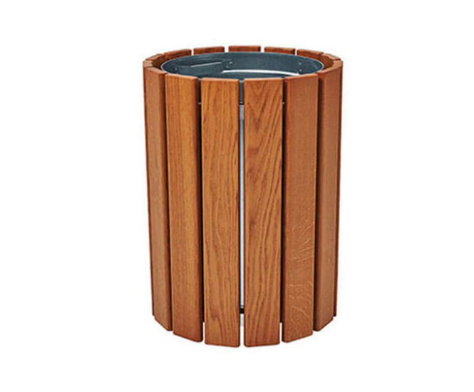 Cologne circular hardwood timber litter bin 60 and 40L