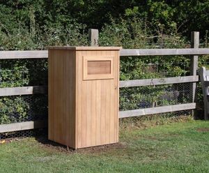 Thornwood iroko litter bin with hinged flap