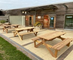 X-Frame heavy-duty timber picnic table and bench set