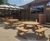 Round iroko 8-seater picnic table and benches 0