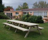 A-Frame treated redwood picnic table and bench set - 4m - on this page