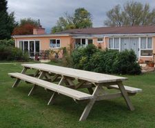 A-Frame treated redwood picnic table and bench set - 4m