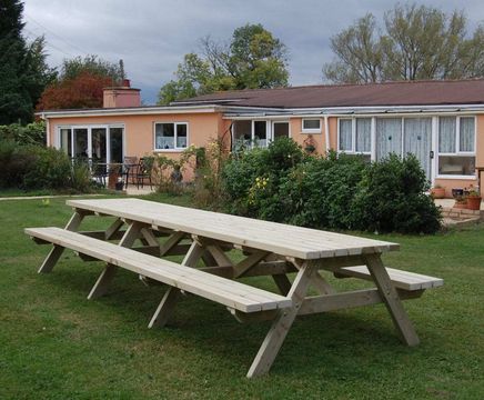A-Frame treated redwood picnic table and bench set - 4m