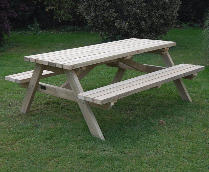 A-Frame redwood picnic table and bench set - 1.8m