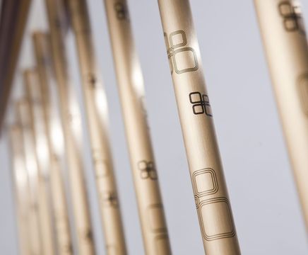 Precision-etched brass and stainless steel spindles