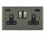 2-gang switched sockets with USB charging capability