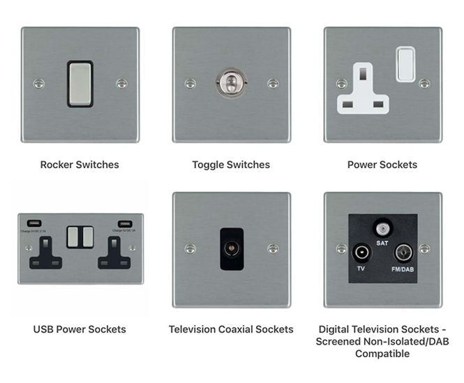 Hartland - switches and sockets on stylish, slim 5mm plates