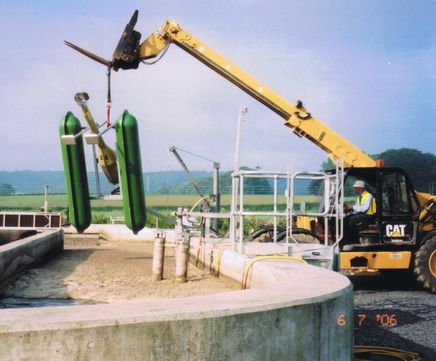 Spiral aerators installed at a re-activated sludge plant