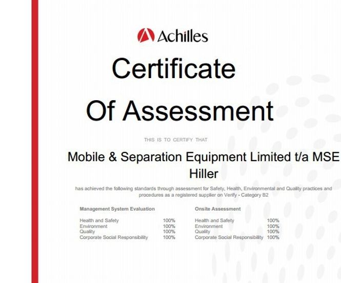 MSE Hiller achieves 100% rating for Achilles UVDB
