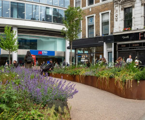 Corten steel planters for Moorgate Oval