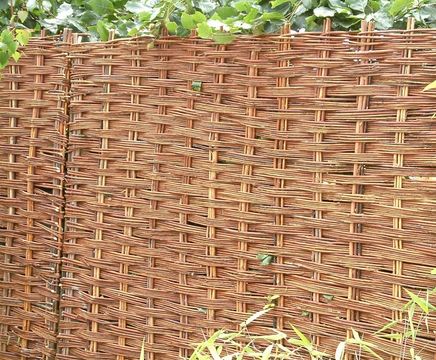 Willow hurdles and panels for garden screening