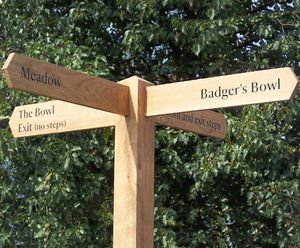 Rustic Oak Fingerpost - outdoor timber wayfinding