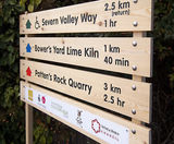 Ladder Sign - wood, engraved oak outdoor wayfinding - on this page