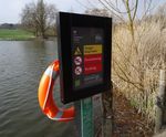 Information panels and warning signs for swimming ponds