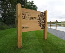 Oak signage for natural burial ground - Old Park Meadow