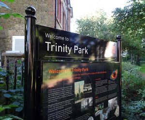 Welcome and interpretation signage - Trinity Park, Kent