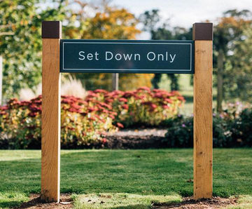Grenadier Badging Sign - oak and aluminium outdoor signage