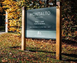 Grenadier Entrance Sign - oak and aluminium outdoor entrance signage
