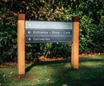 Grenadier Directional Sign - oak and aluminium wayfinding