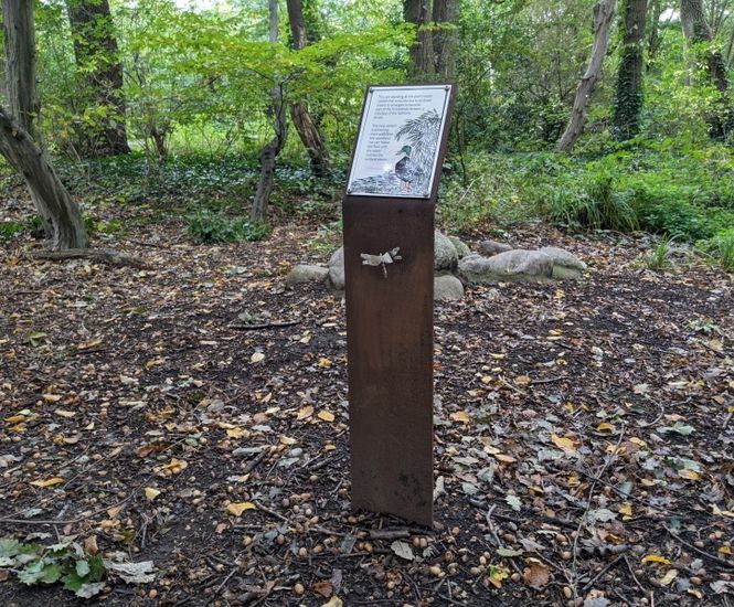 Corten weathering steel lecterns for wetland habitat