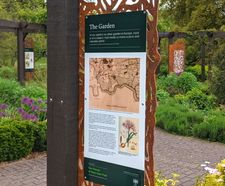 Corten steel interpretation signage for botanical garden