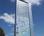 dCipher Monolith - stainless steel wayfinding sign with graphic panel